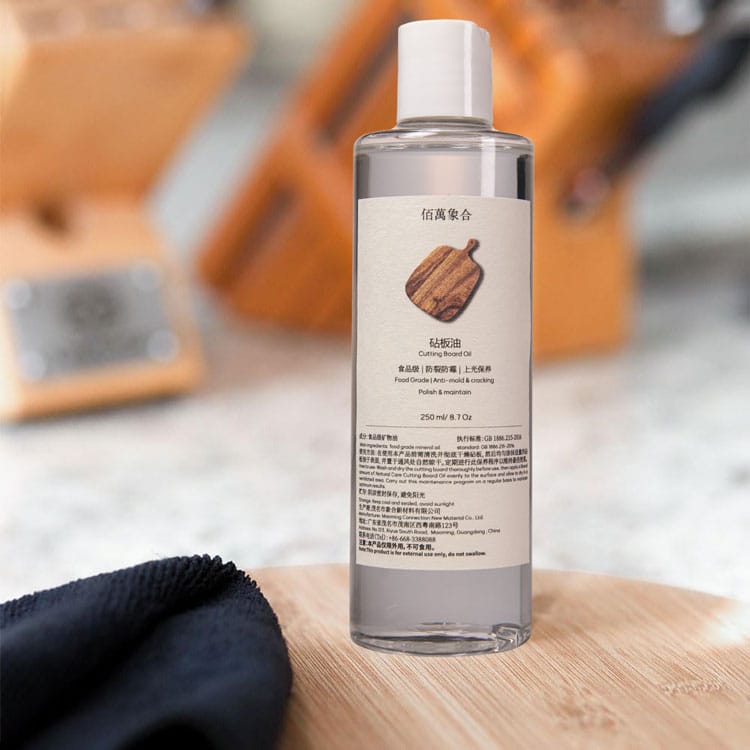 Custom formulated food-safe cutting board oil with private label packaging options
