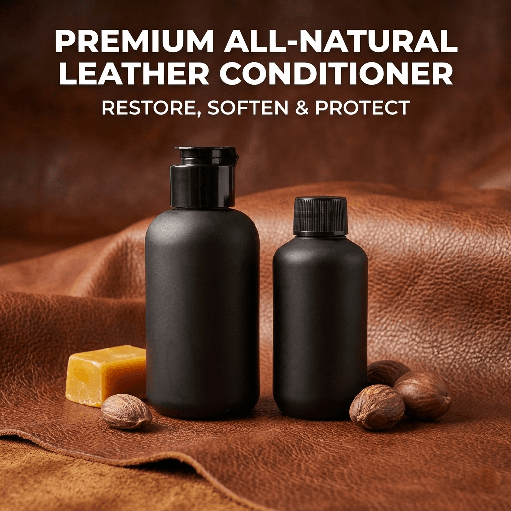Premium lanolin leather conditioner lotion in squeeze bottle for private label.