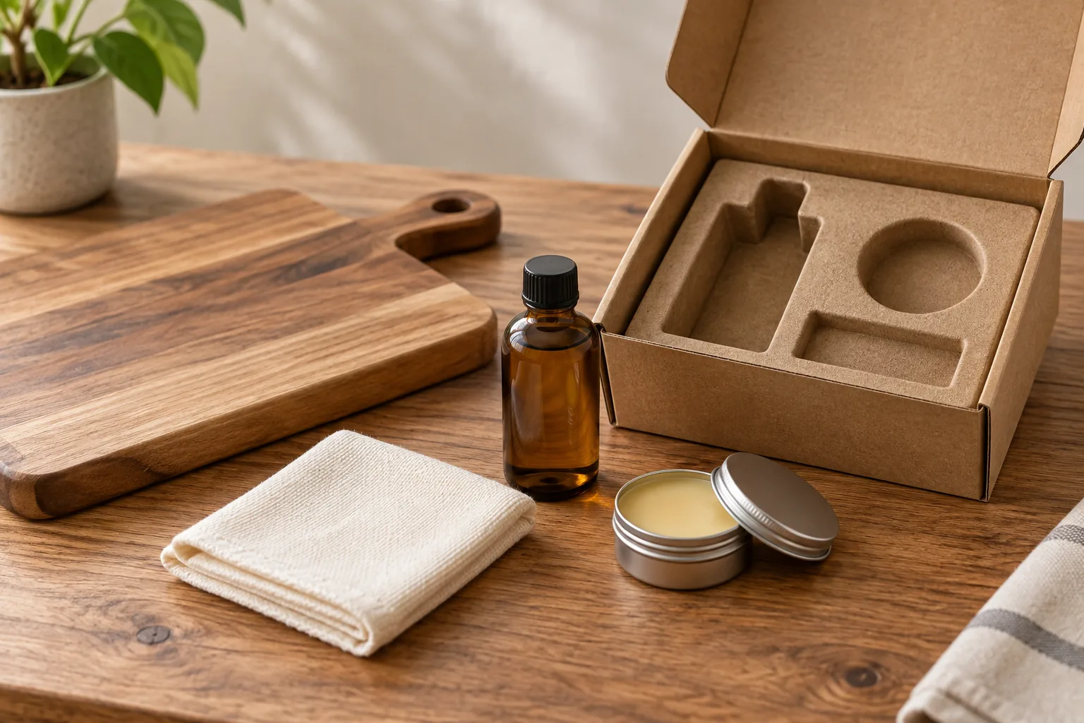 Private label cutting board oil and wax care kit packaging