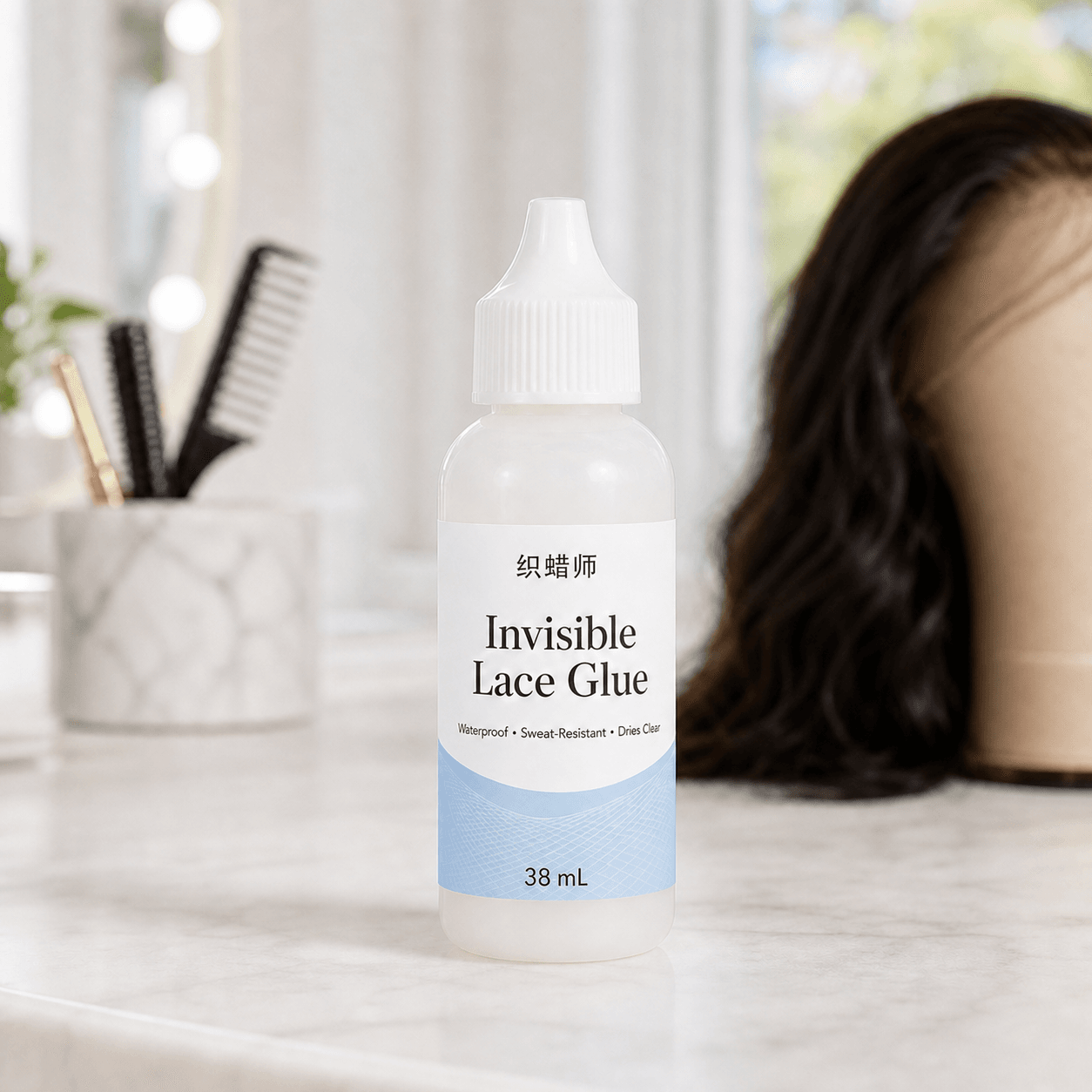 Private label invisible lace glue bottle for wigs