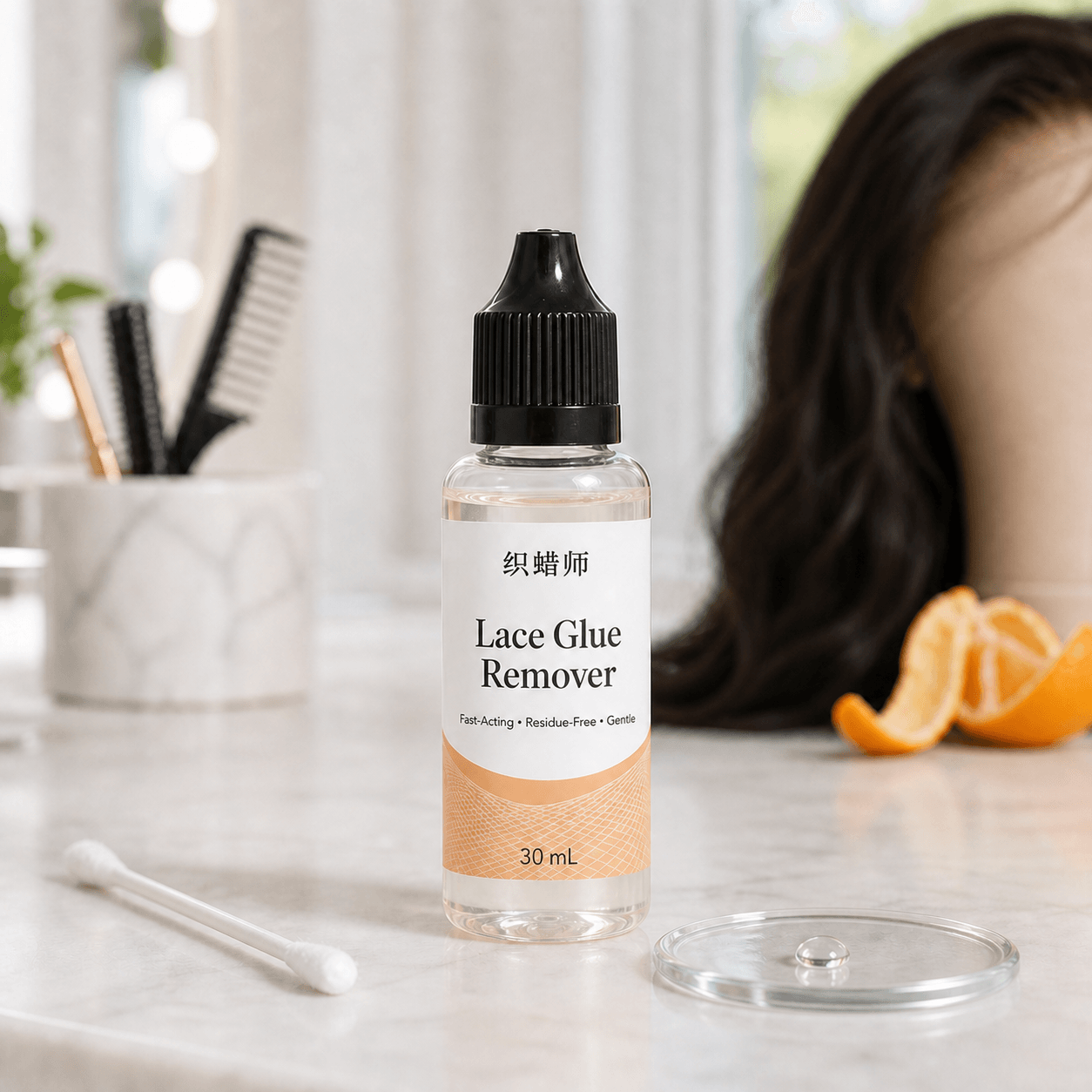 Private label lace glue remover bottle with orange oil