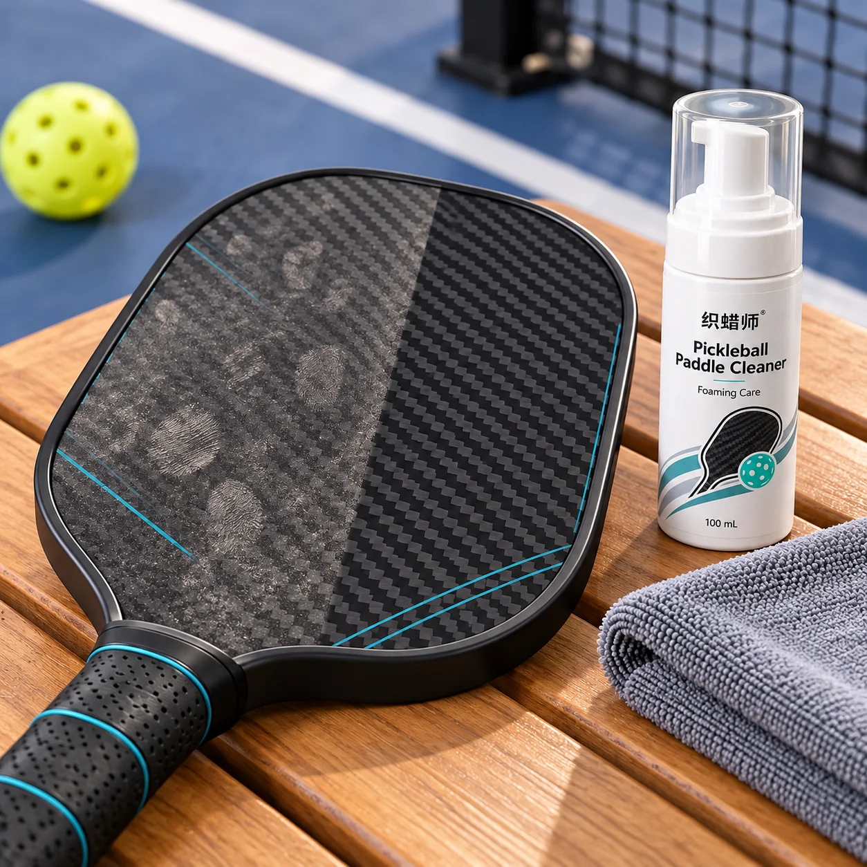 Cleaning normal play residue from a pickleball paddle surface